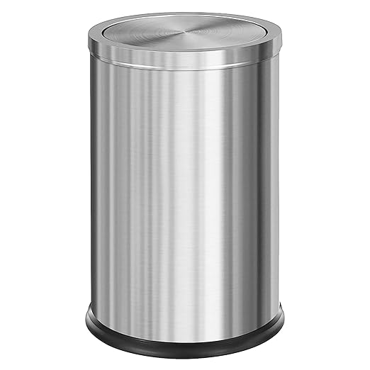 Brushed Gold Bathroom Trash Can with Swing Lid 4.7Gallon,Stainess Steel Garbage Can Trash Bin Wastebaskets for Kitchen,Office,Bedroom (Silver, 4.7 Gallon)-DeskLoop Office