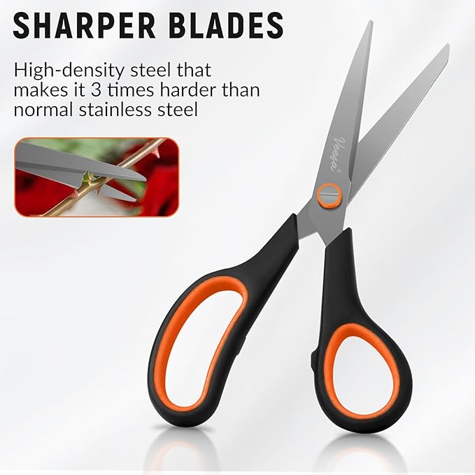 Scissors, 3-Pack Titanium Coated Non Stick Scissors (8.5’’, 7.5’’, 5.5’’) - Premium All-Purpose Cutting Tools for Craft, Office & Home Use-DeskLoop Office