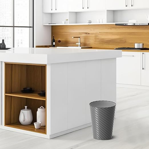 Bathroom Trash Can, 3 Pack 1.8 Gallons Small Trash Can with Trash Bags, Bathroom Garbage Can, Plastic Trash Bin, Round Waste Basket for Bath,Bedroom, Office, Kitchen, Room, Compact Space (Grey)-DeskLoop Office