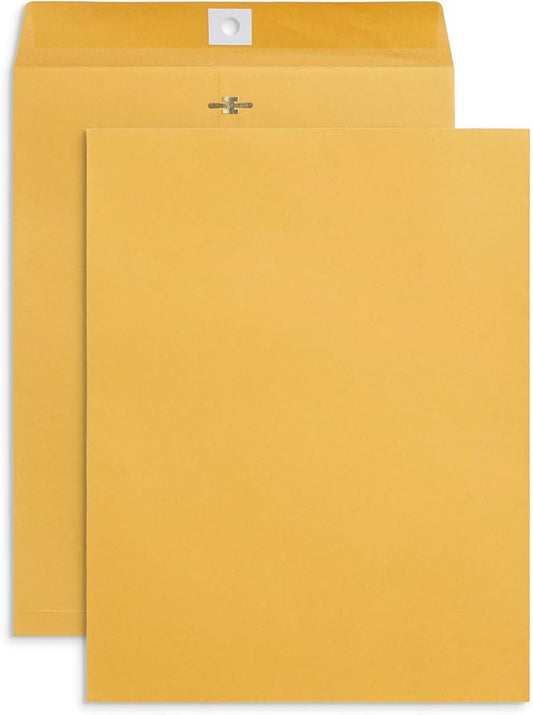 Blue Summit Supplies 100 10” x 13” Clasp Envelopes with Gummed Seal, Large Clasp Mailing Envelopes Made From 28lb Kraft Paper, For Mailing Larger Papers or Magazine, Bulk 100 Pack-DeskLoop Office