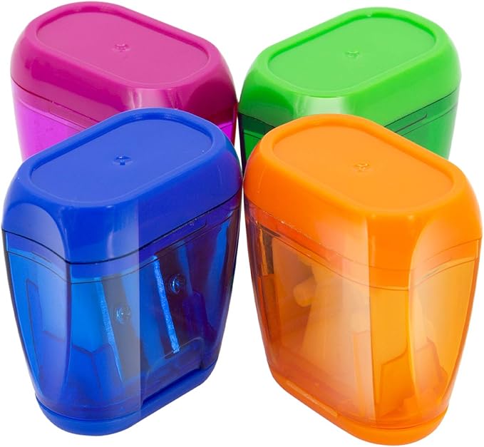 KIDMEN Manual Pencil Sharpeners,2 Holes Compact Sharpener with Lid for Kids, School and Office-12 Pack-DeskLoop Office