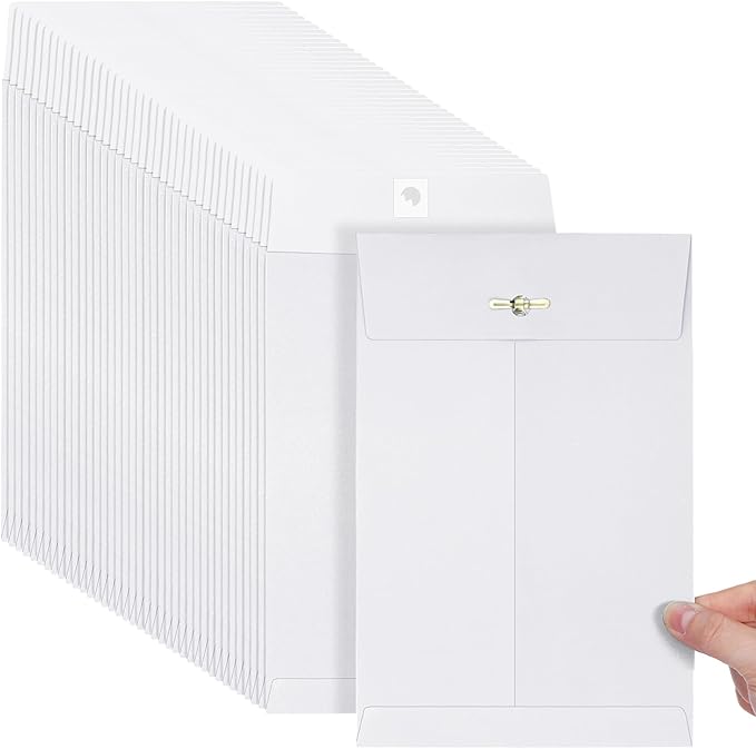 Teling 50 Pcs Manilla Envelopes Clasp Kraft Catalog with Closure for Storing Mailing 28 lb Kraft Envelope Paper for Office Document School Business Home(White,6 * 9)-DeskLoop Office