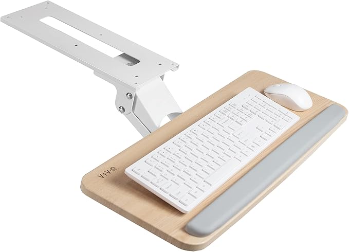 VIVO Adjustable Computer Keyboard and Mouse Platform Tray Ergonomic Under Table Desk Mount Drawer Underdesk Shelf, Light Wood, MOUNT-KB03C-DeskLoop Office