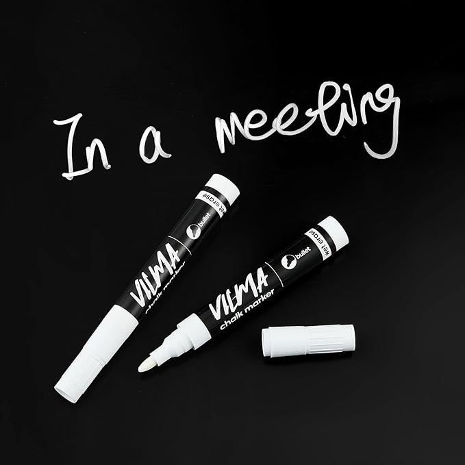 VILMA White Liquid Chalk Markers 36 Pack Chalk Pens for Blackboard, Chalkboard, Windows, Glass, LED Board, Bistro Signs – Erasable Water-Based Ink Ideal for Teachers, Artists & DIY Projects-DeskLoop Office