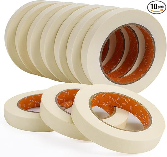 Masking Tape Bulk 10 Packs 0.75 Inch - Masking Tapes Artist Drafting Tapes White Beige, General Purpose for Craft, Art, Office, School, 3/4 Inch x 55 Yards x 10 Rolls-DeskLoop Office