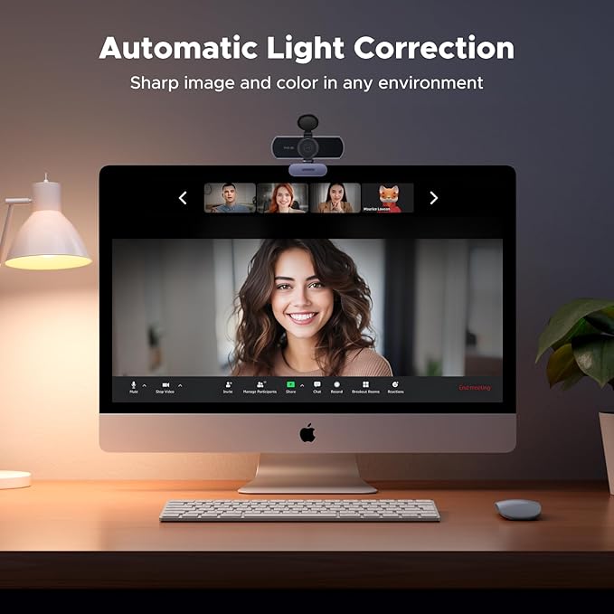 UGREEN 2K Webcam for PC Ultra HD 1080P Computer Webcam with Microphone, PC Camera with Privacy Cover, USB Web Camera for Streaming, Conference, Video Calling, Zoom, Skype, Teams, FaceTime, Grey-DeskLoop Office