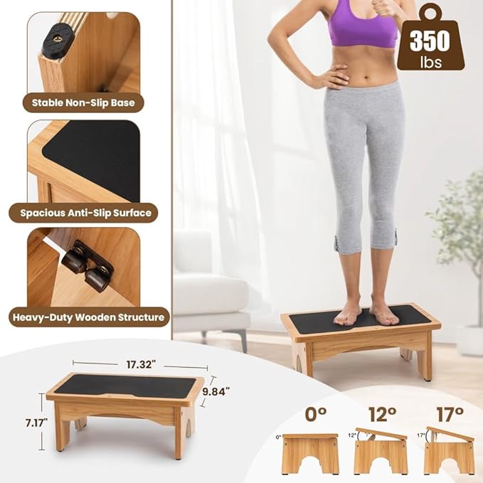 StrongTek Adjustable Foot Rest for Under Desk, 3-Level Adjust Incline, 7" Step Stool for Kids Adults, Ergonomic Foot Stool Relieves Swelling, One Step Stool with Non-Slip Surface for Home and Office-DeskLoop Office