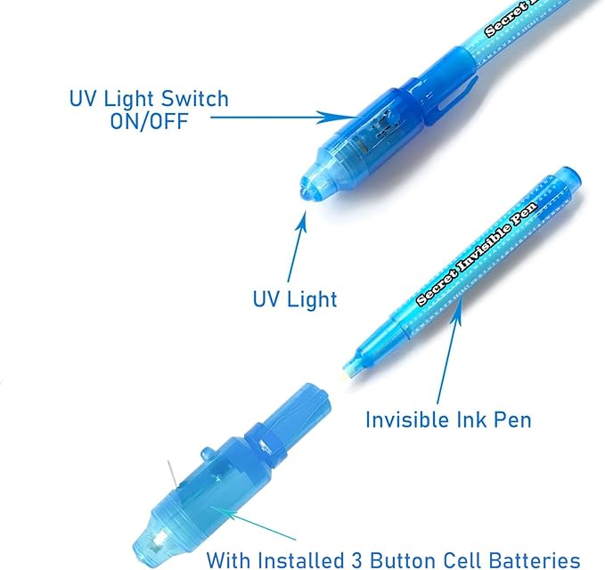 SCStyle Invisible Ink Pen 21Pcs with UV Light Magic Marker for Secret Messages, Writing Information for Birthdays, Easter, Halloween, Christmas Gifts for Students-DeskLoop Office