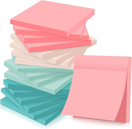 Fainne 24 Pack Sticky Notes Bulk Back to School Supplies Self Stick Note Pads Paper Memo for Office First Day of School Student Teacher Essentials (3x3inch,Fresh Color)-DeskLoop Office