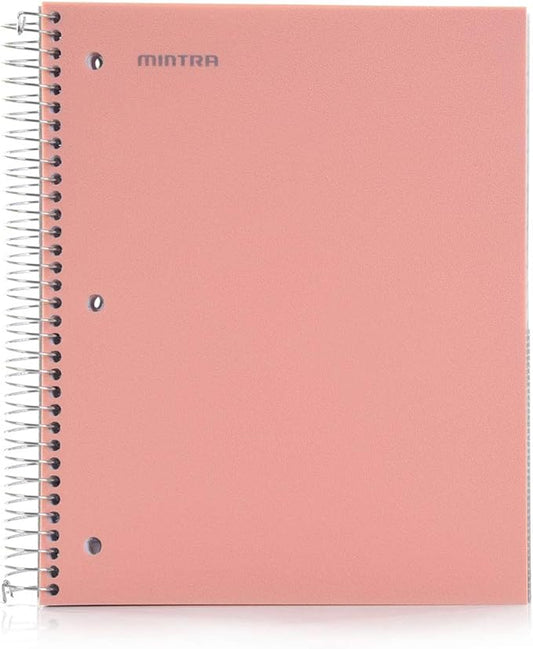 Mintra Office Durable Spiral Notebooks, 5 Subject (Salmon, College Ruled 1pk)-DeskLoop Office
