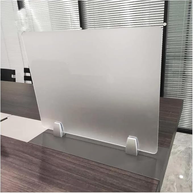 4PCS Desk Dividers Office Partitions, Privacy Desk Panel Protective, Frosted Acrylic Plexiglass Shield with Clamps for Offices Schools Call Centers - 23.6”L X15.8”W-DeskLoop Office