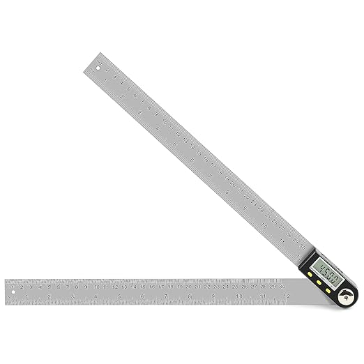 Delgada 12 inch/300mm Digital Angle Ruler and Stainless Steel Digital Angle Finder or Digital Protractor with Zeroing and Locking Function Battery Included-DeskLoop Office