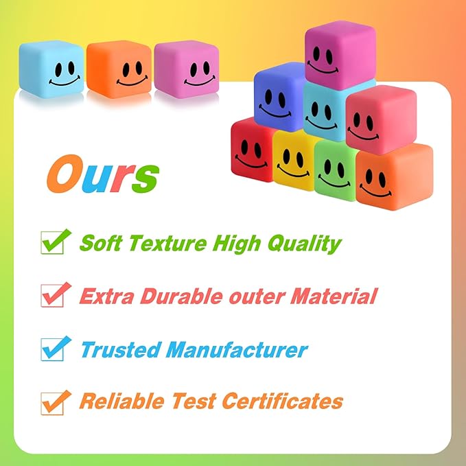 16 Pack Mini Slow Rising Stress Cube, Square Fidget Ice Cube Stress Balls, Stretchy Fidget Toy for Anxiety Stress Relief, Classroom Prize Cube Squishies for Adults Kids Children Teens Party Favors