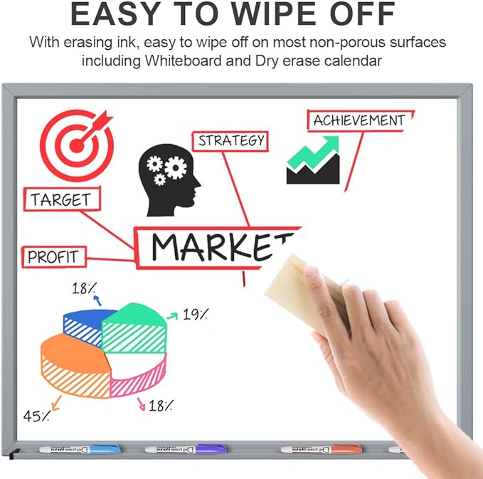 Volcanics Dry Erase Markers Low Odor Fine Whiteboard Markers Thin Box of 30, 10 Colors-DeskLoop Office