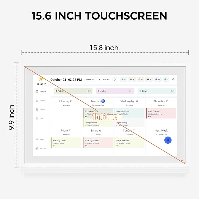 15.6 Inch Smart Digital Calendar, Wall Electronic Calendar, 1920 * 1080 IPS Full HD Touch Screen Display for Family Meal Planner Support - Streamline Household Organization-DeskLoop Office