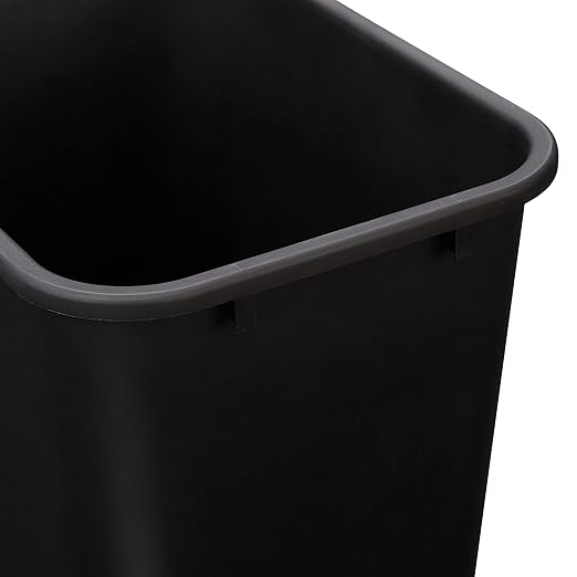 Amazon Basics Trash Can, Rectangular Commercial Office Wastebasket, 10 Gallon (Pack Of 1), Black (Previously AmazonCommercial brand)-DeskLoop Office