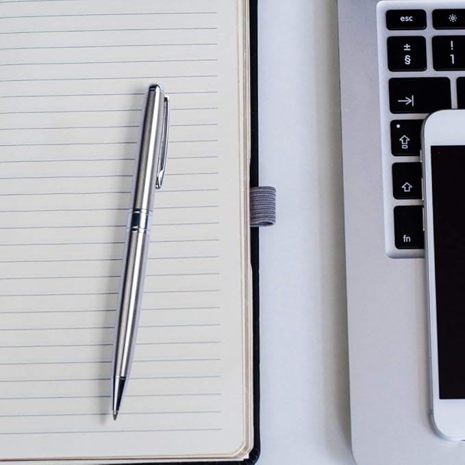 Cambond Ballpoint Pens Bulk Pens - Sliver Metal Pen Nice Luxury Pens for Men Business Office Police Comfortable Writing Twist Retractable 1.0 mm Medium Point Nice Pen, 5 Pack (Silver)-DeskLoop Office