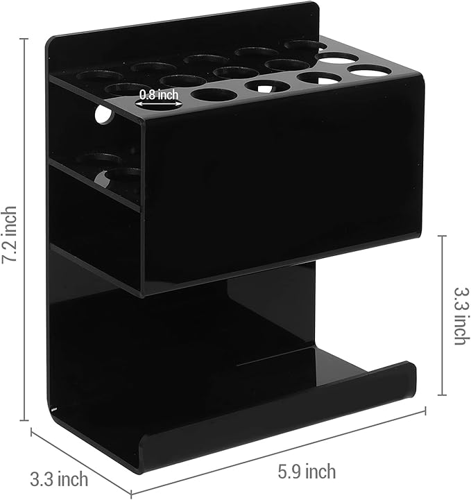 MyGift Wall Mounted Black Premium Acrylic Dry Erase Marker and Eraser Holder Rack with 15 Round Slots and Storage Ledge, Meeting Room Classroom Dorm Office or Home Whiteboard Accessory Rack-DeskLoop Office