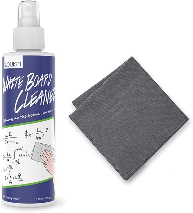 loukin Non-Toxic Whiteboard Cleaner, 8.5 fl oz Dry Erase Board Cleaner, Whiteboard Cleaning Spray with Cloth, Removes Stubborn Marks from Whiteboards-DeskLoop Office