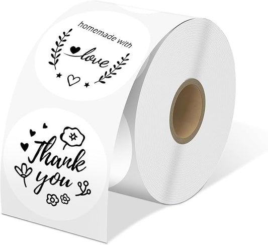 2'' White Round Thermal Labels, 750pcs Circle Thermal Printer Label, Multi-Purpose for DIY Logo Design, Name/Price Tag, Address, QR Code, 750 Labels/Roll-DeskLoop Office