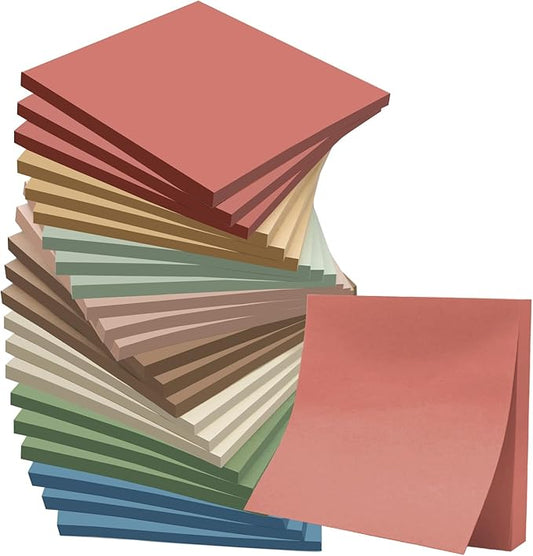 (24 Pack) Sticky Notes 3x3 in., Sticky Note Pads, Vintage Colors Self-Stick Notes Pads, Strong Adhesive, Recyclable, Easy to Post for Home, Office, Notebook-DeskLoop Office