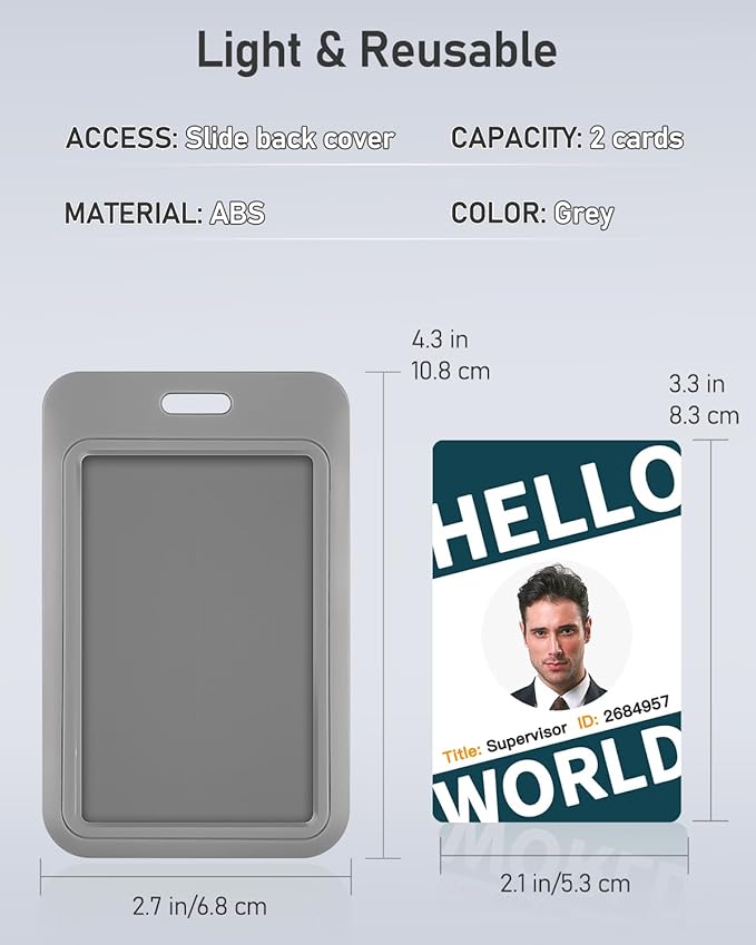 Uniclife 3 Pack Sliding ID Badge Holder Vertical Hard Plastic Case - Image 7