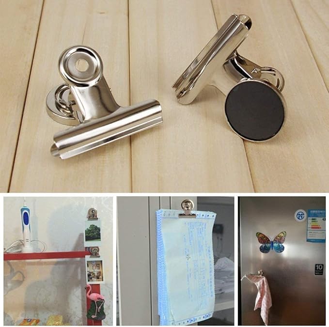 Grtard 60pack Magnetic Clips Heavy Duty, Silver Magnet Clips for Fridge, Refrigerator Magnets, Strong Magnetic Clip,Scratch Free Magnets with Clip for Refrigerator, Whiteboard, Classroom, Locker-DeskLoop Office