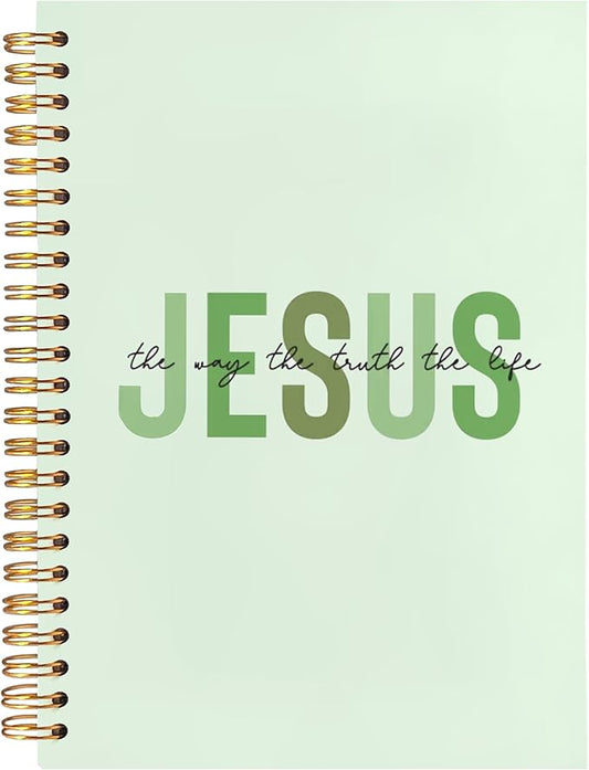 Boho Christian Notebook Journal, Christian Gifts for Women, Bible Notebooks for Note Taking, Bible Journaling Notebook, Jesus the Way the Truth the Life Hardcover Spiral Notebook 5.5x8.3 green-DeskLoop Office
