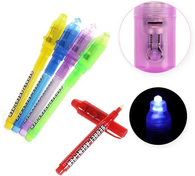 Invisible Ink Pen Stocking Stuffers: MALEDEN 6 Pcs Upgraded Spy Pen with UV Light Magic Marker for Secret Message, Kids Halloween Goodies Bags, Christmas Stockings, Party Favors Toy, Individual Packed-DeskLoop Office