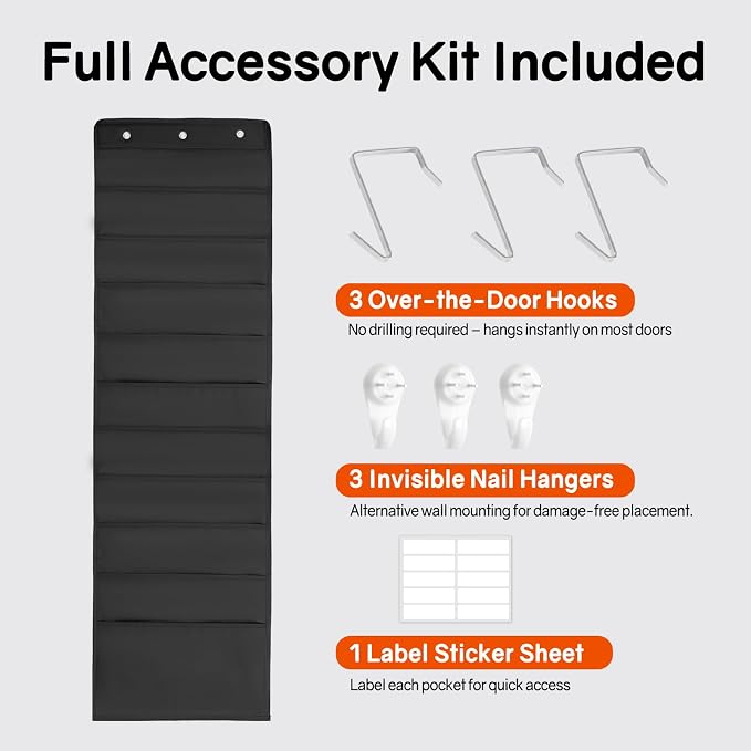 SUNEE 10 Pockets Hanging Wall File Organizer, Space Saver - Image 7