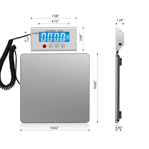 Digital Shipping Scales 440 pounds, Stainless Steel Heavy Duty Postal Scale for Warehouses, Homes, Offices, and Courier Companies, Including Product Manuals and adapters-DeskLoop Office