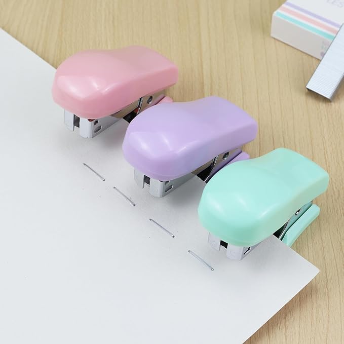 Mini Desktop Stapler Set,20 Sheet Capacity,Includes Built-in Staple Remover and 750PCS No.12 Staples,Small Cute Stapler for Office and School Supplies (Pink)-DeskLoop Office