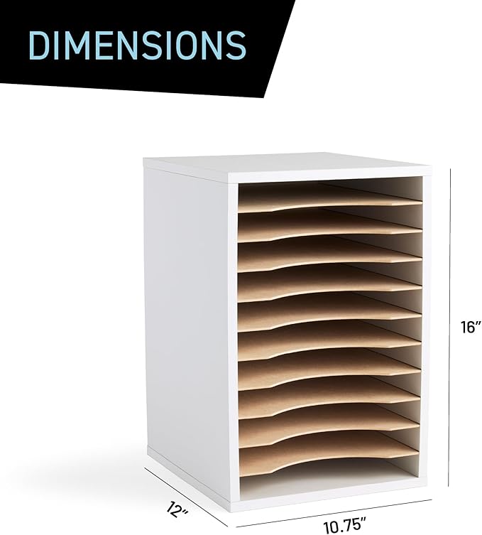 Safco Products Vertical Desktop Sorter, 11 Compartment, White-DeskLoop Office