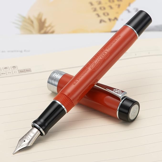Jinhao 100 Fountain Pen Celluloid Classic Style, #6 Nib Smooth Writing Instrument with Refillable Converter and Pen Case Set-DeskLoop Office
