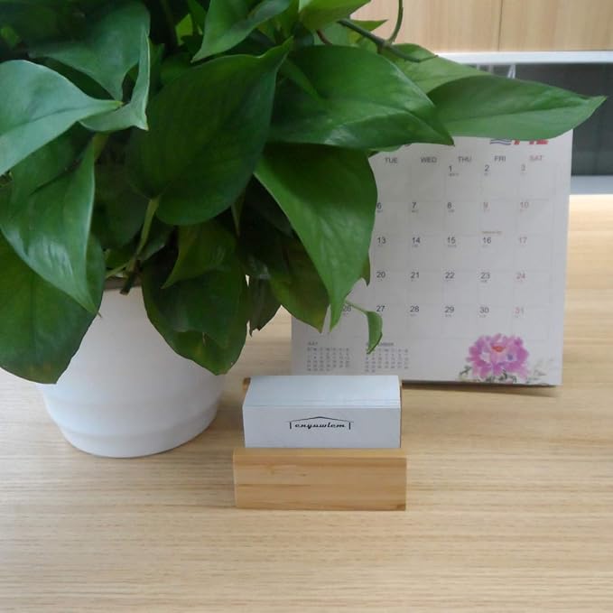 enyuwlcm 2 Pack Bamboo Wood Desktop Business Card Holder Display for Desk Sturdy Business Card Stand for Office Tabletop Counter Organizer-DeskLoop Office