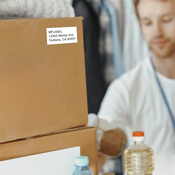 MFLABEL 2000ct 2x4 Inch Shipping Labels - 8.5"x11" Sheets (200 Sheets) for Laser/Inkjet Printers | Matte White Adhesive FBA Labels, Address & Barcode Stickers for Packages, Envelopes & Organizing-DeskLoop Office