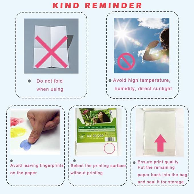 4 Sizes Photo Paper, 200gsm High Glossy White Photographic Paper, Advanced Picture for Inkjet Printer (90 Sheets, 3.5 x 5, 4 x 6, 5 x 7, 8.3 x 11.7 Inch)-DeskLoop Office