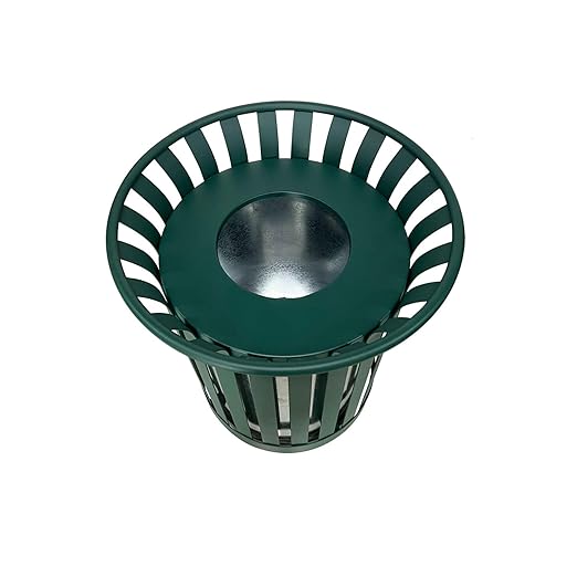 Outdoor Metal Slatted Trash Receptacle,Waste Receptacle,Commercial Trash Cans,Zone Round Garbage Bin,Square Hotel Street Patio Indoor Metal Stan (Large - Green)