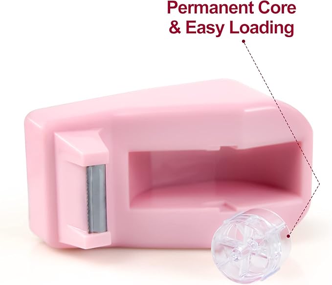1Pcs Desktop Tape Dispenser Adhesive Roll Holder with Weighted Nonskid Base, Pink (Tape not Included)-DeskLoop Office