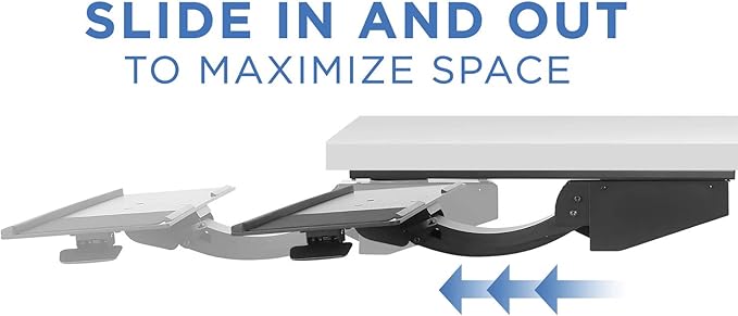 Mount-It! Sit Stand Keyboard Tray, Height Adjustable Under Desk Keyboard and Mouse Drawer, Full Motion Standing Design with 13.4 Inches of Vertical Adjustment, 26.5 in Wide Platform-DeskLoop Office