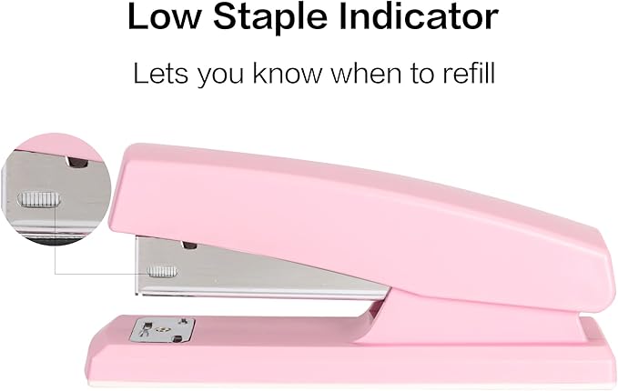 Deli Stapler, Desktop Staplers with 640 Staples, Office Stapler, 25 Sheet Capacity, Pink-DeskLoop Office