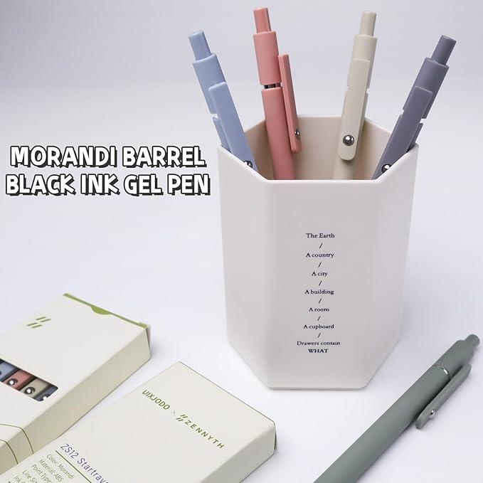 Gel Pens, 5 Pcs 0.5mm Black Ink Pens Fine Point Smooth Writing Pens, High-End Series Pens for Journaling Note Taking, Cute Office School Supplies Gifts for Women Men (Morandi)-DeskLoop Office