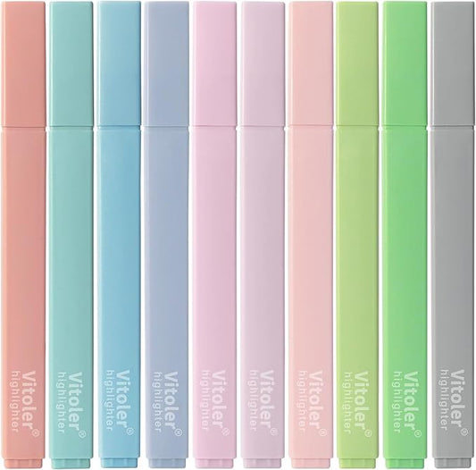 Bible Highlighters,10Pcs Chisel Tip Aesthetic Markers,Pastel Highlighters for Journaling Planner Notes School Supplies-DeskLoop Office