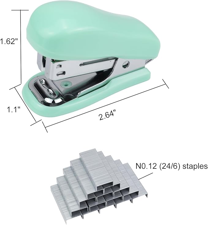 Mini Desktop Stapler Set,20 Sheet Capacity,Includes Built-in Staple Remover and 750PCS No.12 Staples,Small Cute Stapler for Office and School Supplies (Green)-DeskLoop Office