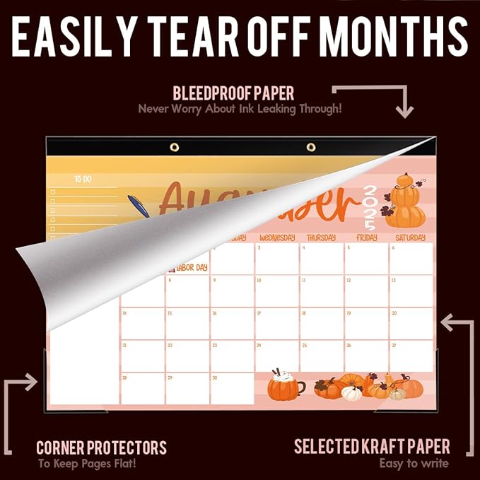 Large Doodle Teacher Desk Calendar 2025-2026 25-26 Teacher planner 17-Month 2025-2026 Desk Desktop Holiday Monthly classroom Calendar 2025 August 2025-December 2026 with Holiday Planner Stickers-DeskLoop Office