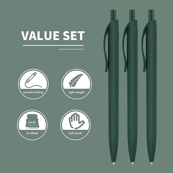 deegtran Pens Bulk, 50 Pack No Bleed Green Click Pens, Wholesale Retractable Ballpoint Pens, Pens Medium Point, Smooth Ink Pens, 1.0MM Green Ink-DeskLoop Office