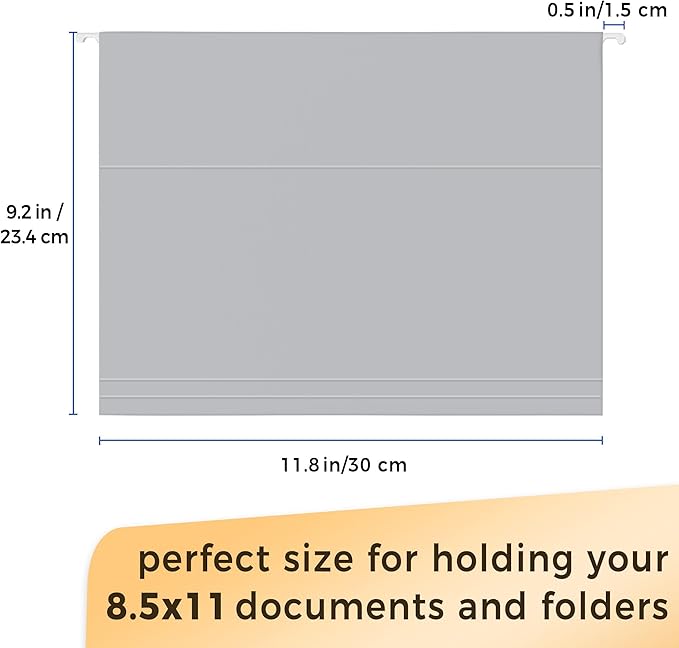 SUNEE 25 Pack Hanging File Folders, Gray Folders, Hanging File Folders Letter Size with 1/5-cut Tabs, Stay Organized for Your Home and Office Bulk File and Documents-DeskLoop Office