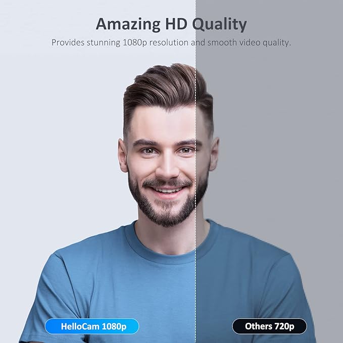 NexiGo HelloCam, 1080P Webcam with Windows Hello, True Privacy, Automatic Electronic Shutter, Computer Camera, Microphone, Facial Enhancement, HD USB Web Cam-DeskLoop Office