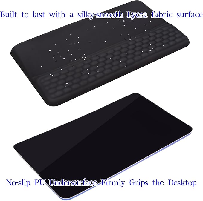 Ergonomic one-Piece Computer Keyboard Stand with Wrist Rest for Desktop Offers Two Support Angles. Silky Lycra Surface and Memory Foam Comfortable Hand Support (Black Star)-DeskLoop Office