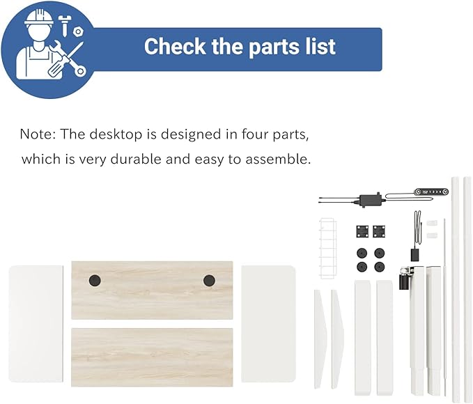 Electric Height Adjustable Standing Desk, 63 x 30inches Height Adjustable Computer Desk Sit Stand Desk Home Office Desks with Splice Board White Frame + White Top-DeskLoop Office